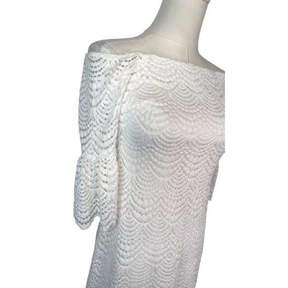 Lilly Pulitzer Size XS White Lace Off-Shoulder Dress Nylon & Polyester - Picture 6 of 16